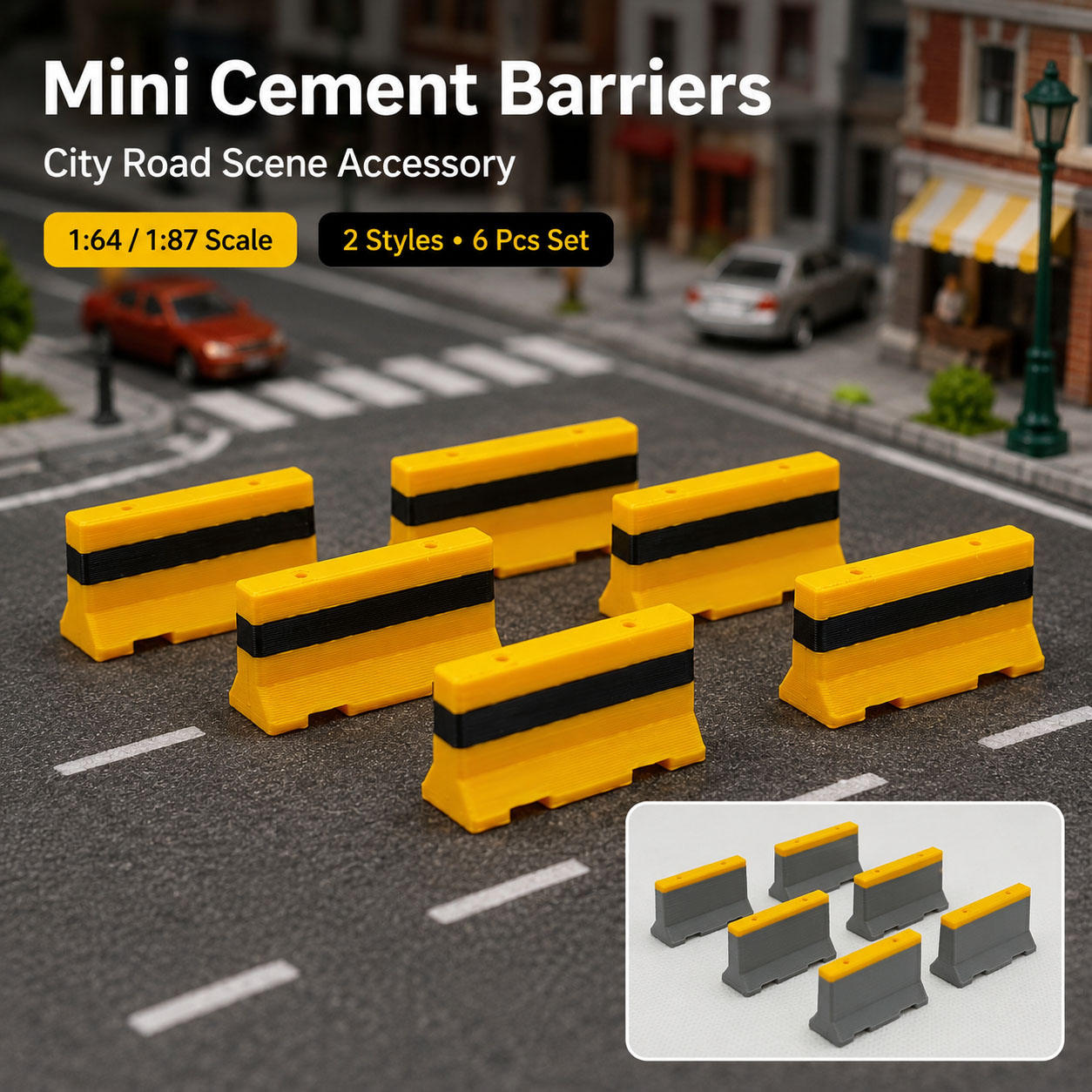 Model Kit Cement - Набор миниатюрных дорожных барьеров из цемента